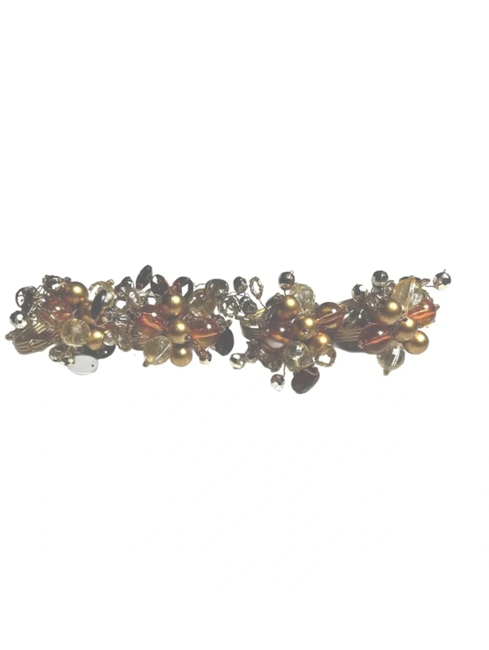 Vintage Cluster Bead Gold Tone Napkin Rings Set of Four